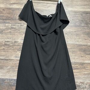 Charles Henry Black Off Shoulder Sundress with Short Sleeves for Cocktail
